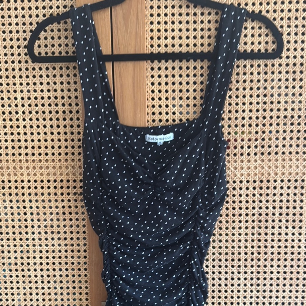 Reformation Black Polka Dot Sleeveless Top